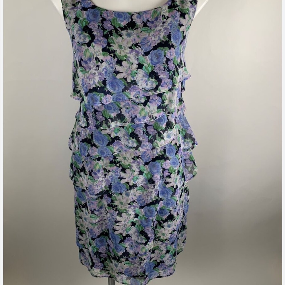 Dress Barn Blue and Purple Floral Dress